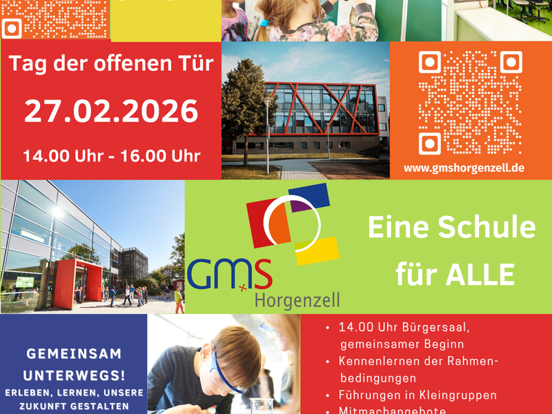 Einladungsflyer mit Datum, Uhrzeit, grobem Ablauf und QR-Codes zum Insta-Account und zur Homepage